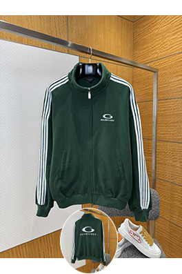 バレンシアガスーパーコピー BALENCIAGA 刺繍入りストライプ柄ジップアップジャケット