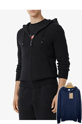 バーバリー 刺繍りドローストリング付きフード付きジップアップジャケット