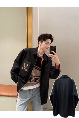 ロエベ レザーパッチポケットジャケット