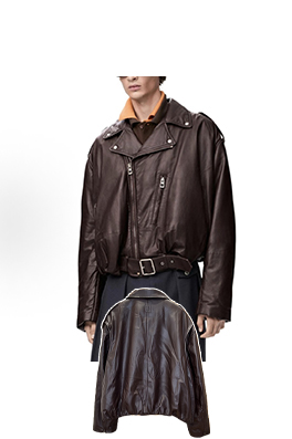 ロエベコピー 斜めジッパーのモーターサイクルスタイルのレザージャケット