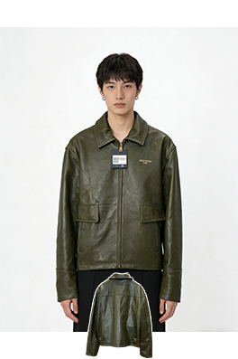 ルイヴィトン LOUIS VUITTON レターロゴ入りラペルジップアップレザージャケット