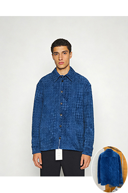 ボッテガヴェネタ スエード織り襟のレザージャケット