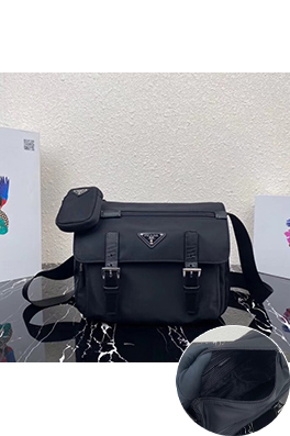 プラダブランドスーパーコピー 織りナイロン製ショルダーストラップ付きメッセンジャーバッグ
