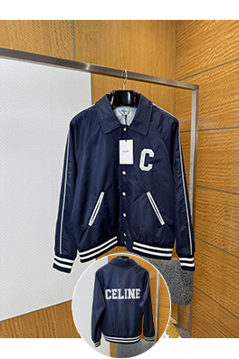 セリーヌブランドスーパーコピー CELINE アップリケ付きボタンダウンベースボールカラージャケット