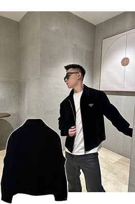 プラダコピー ベルベット素材のスタンドカラージャケット