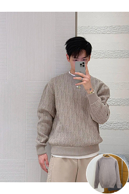 ディオール 全面ジャカード織りのクルーネックニットセーター