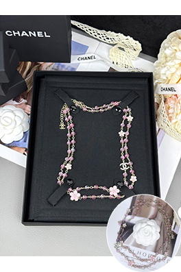 シャネル 新作レディースピンクフラワー樹脂ネックレス／セーターチェーン