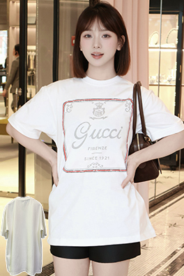 グッチ 午年アーリースプリングリゾートコレクションクルーネックプリント半袖Tシャツ