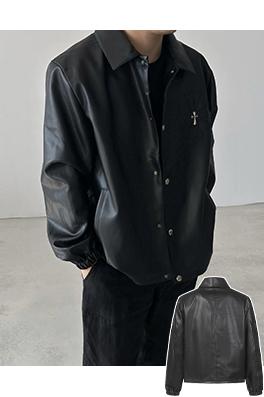 クロムハーツ スナップボタン付きメタルクロスレザージャケット