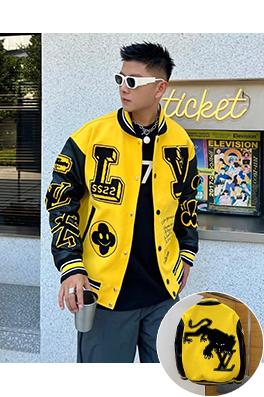 ルイヴィトン カラーブロックの文字パッチワークベースボールジャージ