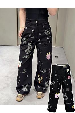 ロエベ Louis wain スタイリッシュな猫柄ジーンズ