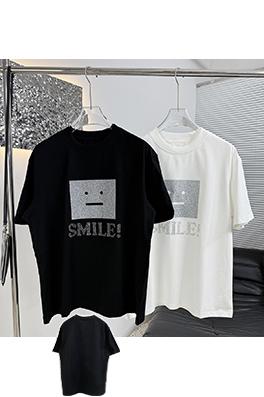 アクネストゥディオズスーパーコピー Acne Studios シルバーのエンボスラインストーン付き半袖Tシャツ