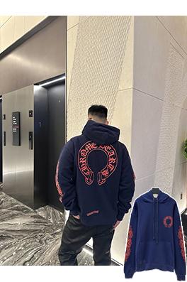 クロムハーツコピー ホースシューフラワー柄のフード付きスウェットシャツ