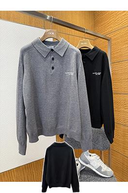 アクネストゥディオズコピー Acne Studios 文字刺繍り襟付きニットポロシャツ