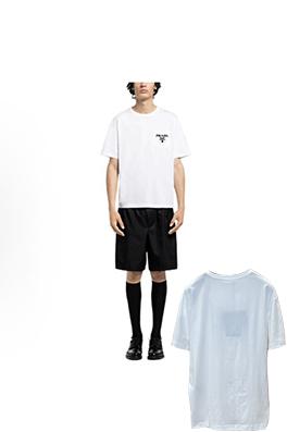 プラダ レターポケット付きクルーネック半袖Tシャツ