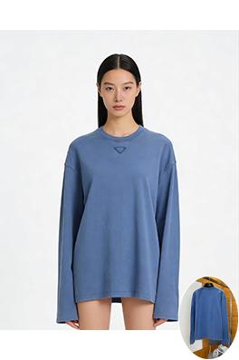 プラダコピー 逆三角形ロゴのクルーネック長袖シャツ