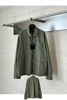 ルイヴィトンコピー オリーブグリーンの機能な襟付きジップアップジャケット