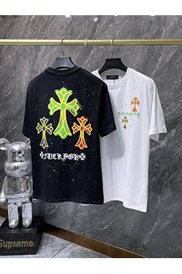 クロムハーツコピー カラフルなクロスとサンスクリット語の手描きグラフィティがプリントされた半袖Tシャツ