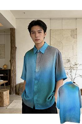 フェンディ グラデーション柄ジャカード織りの半袖シャツ