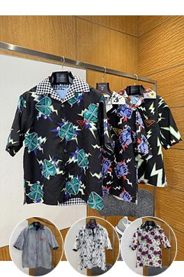 プラダスーパーコピー 両面リバーシブルの楽しいプリント柄半袖シャツ