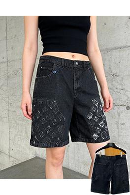 ルイヴィトンブランドスーパーコピー ダメージのモノグラムデニムカーゴショーツ