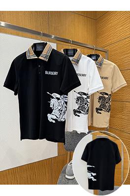 バーバリー BURBERRY チェック柄の襟の乗馬柄プリントの半袖ポロシャツ