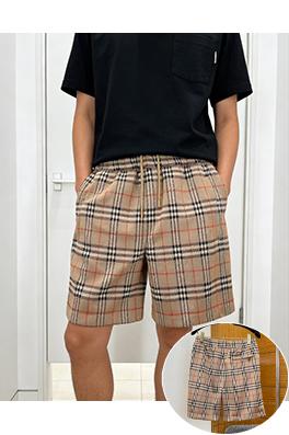 バーバリースーパーコピー チェック柄のドローストリング付きカーゴショーツ