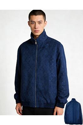 ルイヴィトン クラシックなエンボスの花柄スエードスタンドカラージャケット