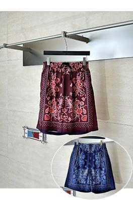 グッチ ブルーペイズリー カシュー ペイズリープリント ショートパンツ