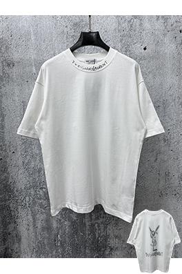 サンローランブランドスーパーコピー Saint Laurent クラシックなロゴプリントの半袖Tシャツ