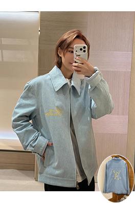 ルイヴィトン 手書きロゴ刺繍り襟付きデニムジャケット