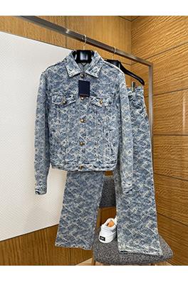 ルイヴィトンブランドスーパーコピー クラシックなジャカード総柄デニムスーツ