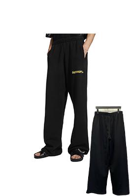 バレンシアガコピー Balenciaga 黄色のテープロゴ入りカジュアルパンツ