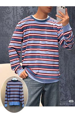 ディオールスーパーコピー DIOR 刺繍ロゴ入り、カラーブロックストライプ柄ニットクルーネック長袖シャツ