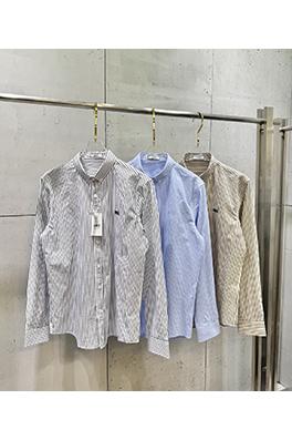 アミ 胸元に刺繍文字とハート型のパッチワークストライプがあしらわれた長袖シャツ