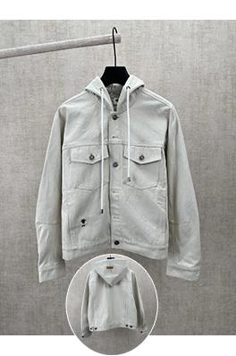 ディオール Oblique オフホワイトのプリント入りフード付きデニムジャケット
