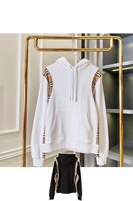 バーバリーブランドスーパーコピー チェック柄コットンのオーバーサイズパッチワークフード付きスウェットシャツ