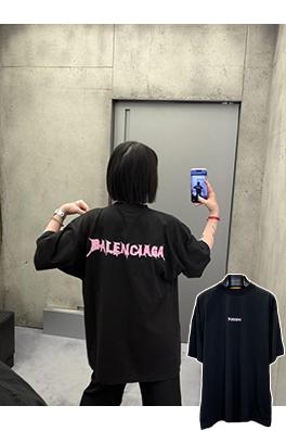 バレンシアガスーパーコピー BALENCIAGA ゴシックの文字刺繍入りクルーネック半袖Tシャツ
