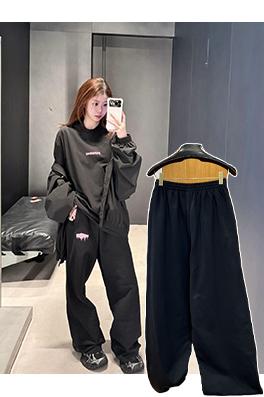 バレンシアガ BALENCIAGA 刺繍ロゴ入りワイドレッグドローストリングカジュアルスウェットパンツ