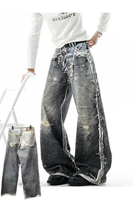 アクネストゥディオズ 3D プリントされたフェイクツーピースダメージジーンズ