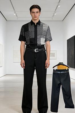 プラダコピー ベルト装飾付きズボン