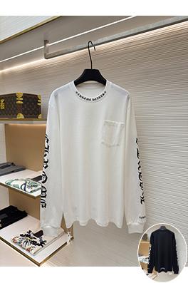 クロムハーツブランドコピー シンプルなスタイルと袖に花柄プリントがあしらわれたシンプルな長袖シャツ