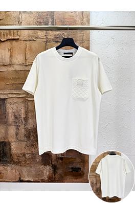 ルイヴィトンスーパーコピー レザーロゴ入りキルティングポケット付き半袖Tシャツ