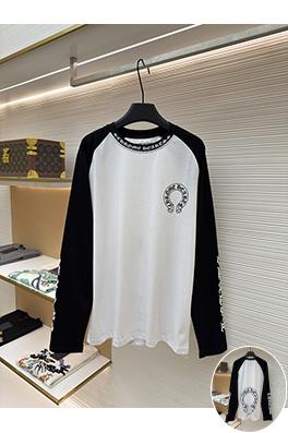 クロムハーツスーパーコピー クラシックの黒と白のパッチワーク長袖シャツ