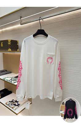 クロムハーツコピー 背中にクロスバインデザインがあしらわれたホースシューピンクの長袖シャツ