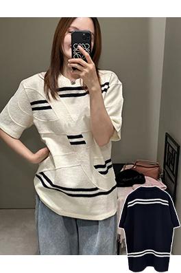 ロエベスーパーコピー ウール刺繍入り半袖Tシャツ