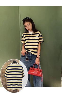 プラダブランドコピー ストライプ柄ポケット付き半袖Tシャツ