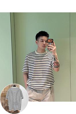 プラダスーパーコピー PRADA ストライプ柄ニット半袖Tシャツ