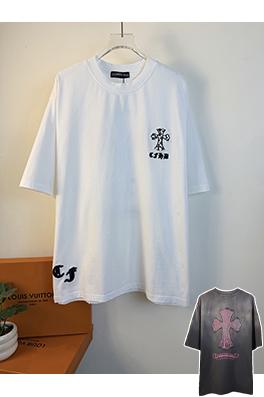 クロムハーツ 前面と背面に万ステッチのベルリンドアップリケ刺繍をした半袖Tシャツ