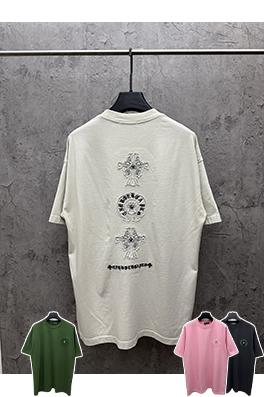 クロムハーツ アメリカンスタイルのアップリケ刺繍りカップル半袖Tシャツ